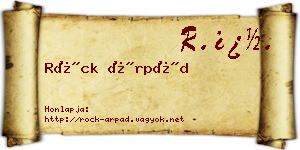 Röck Árpád névjegykártya